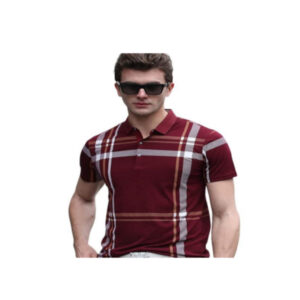 EYEBOGLER Men's Trendy Polo Neck Half  Sleeves Regular Fit Checkered T-Shirt