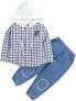 ⦁	Hopscotch Boys Cotton Plaid Print Shirt And Jeans Set In Multi Color Product details Material type Cotton Blend Fit type Slim Style Shirt & Jean Set Theme Cotton Closure type Button Care instructions Machine Wash Country of Origin China