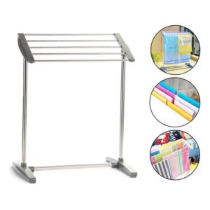 WEGON Folding Drying Rack for Clothes Balcony | Metal Clothes Drying Stand Laundry Hanger for Small Clothes Drying Hanger Stainless Steel Portable Double Pole Telescoplc Clothe Rack.