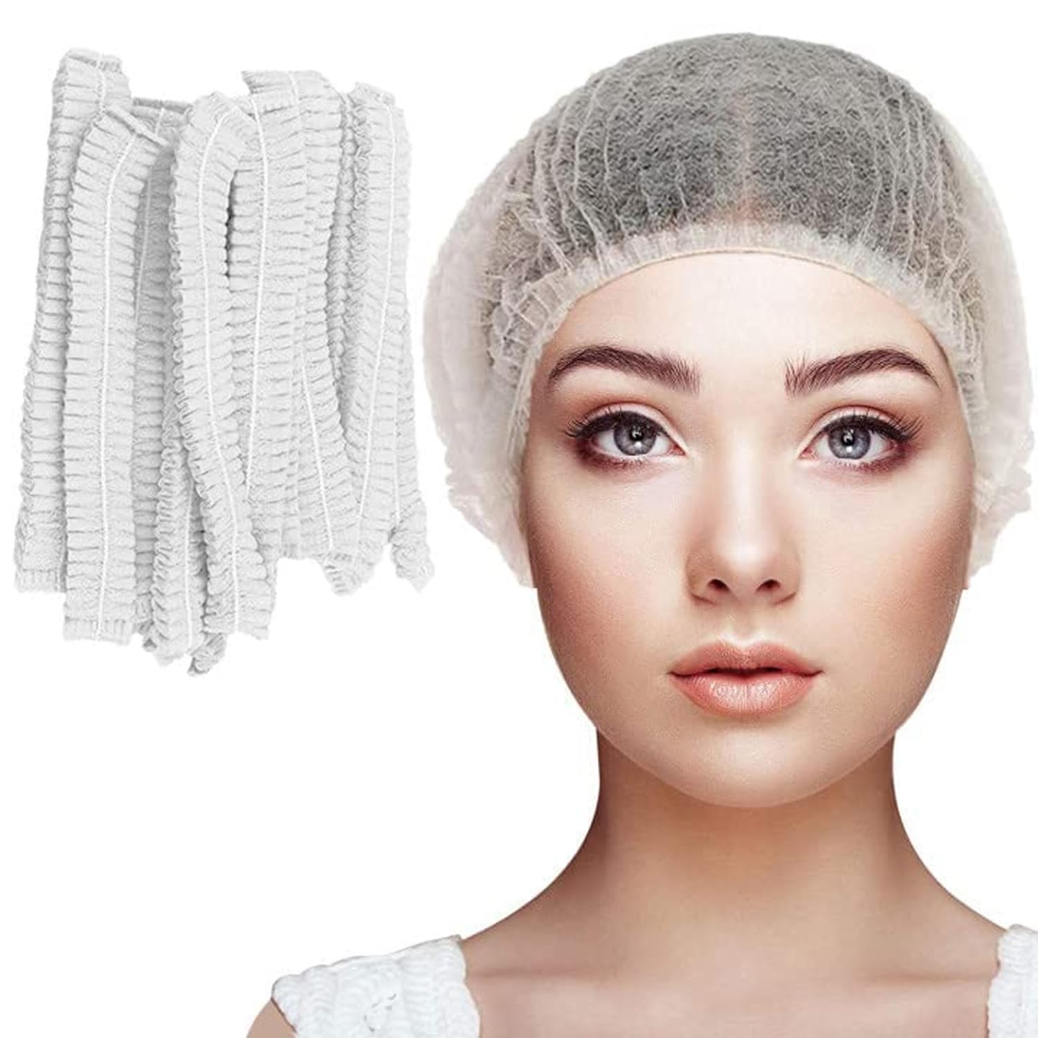 Rudra 500 Pcs White Premium Disposable Bouffant Caps with Elastic Band - Hygienic Hair Protection for Salons, Spas, Use - Universal Fit - Bulk Pack of...