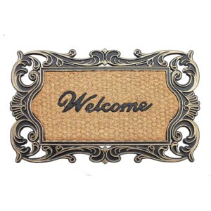 Onlymat Welcome Printed Natural Coir, Rubber Rectangular Doormat With Modern Decorative Designed Border Long-Lasting, Heavy Duty, Large And Thick For Indoor...