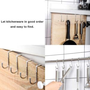 . JIALTO® 2 PCS Over The Door Drawer Cabinet Hook, S.S 304 Stainless Steel Double S-Shaped Hook Holder Hanger Metal Heavy Duty Free Punching Door Back Hanging Clothes Hook Organizer,Drawer (SILVERS)