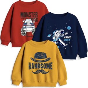 . minicult Boy's & Girl's Cotton Round Neck Sweatshirt for Light Winters
