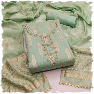 Pandadi Saree Woman's Banarasi Jequard Hand Work Unstitched Salwar Suit Dress Material, With Banarasi Dupatta (Free Size)